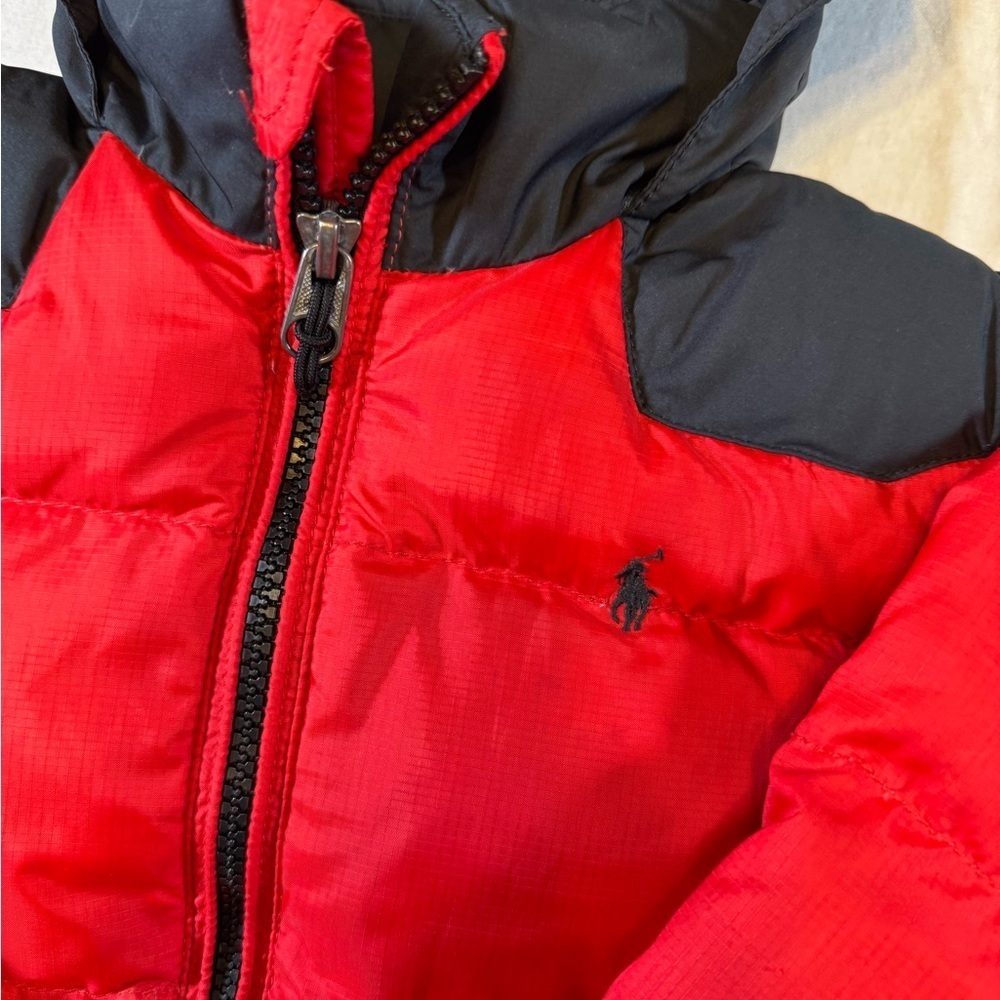 Kid’s Polo by Ralph Lauren Red and Black Puffer Jacket - no size tag, see photos - Picture 2 of 8
